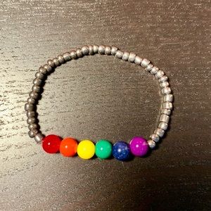 one of a kind rainbow bead bracelet